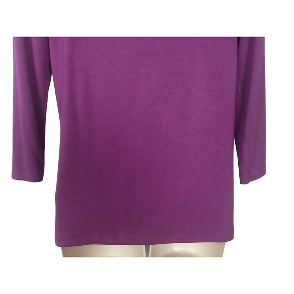 Charter Club Womens Embellished Shirt S Small Soutache 3/4 Sleeve Purple Stretch - Picture 4 of 6
